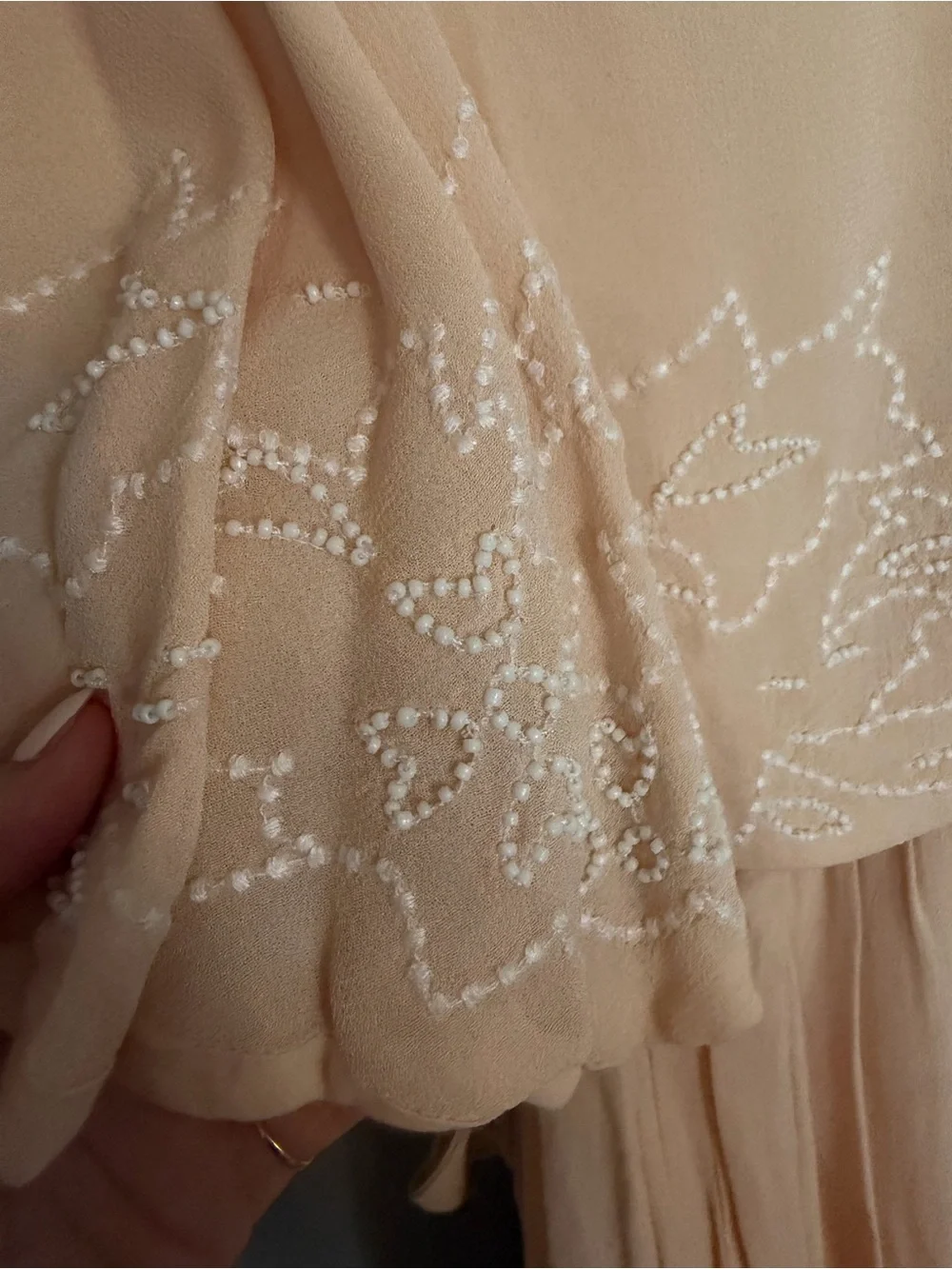 Free People Beaded Cold-Shoulder Wrap Mini Dress Blush / Peach